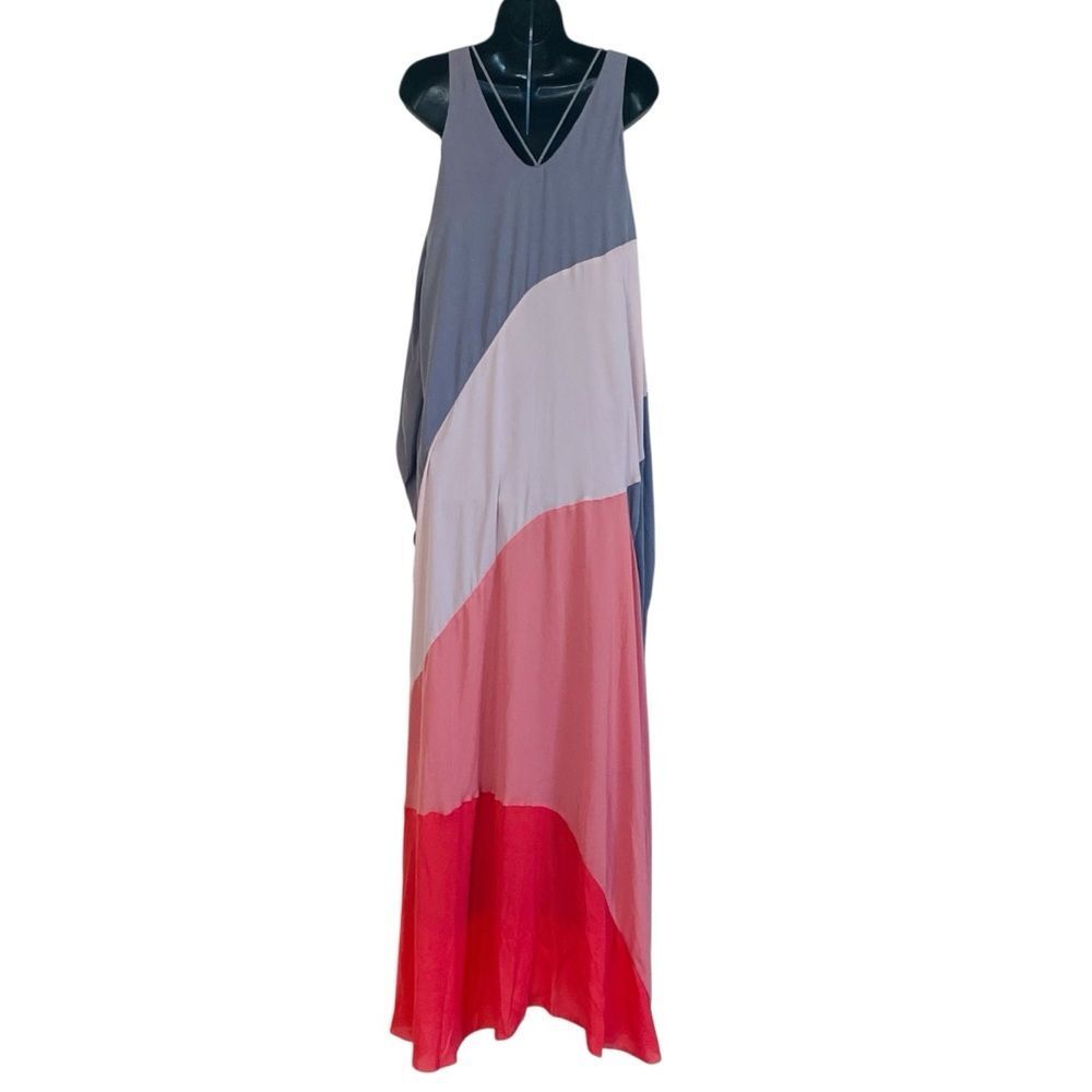 Halston Heritage Resort 2015 Runway Draped Colorblock Maxi Dress Sz XS - Picture 6 of 16